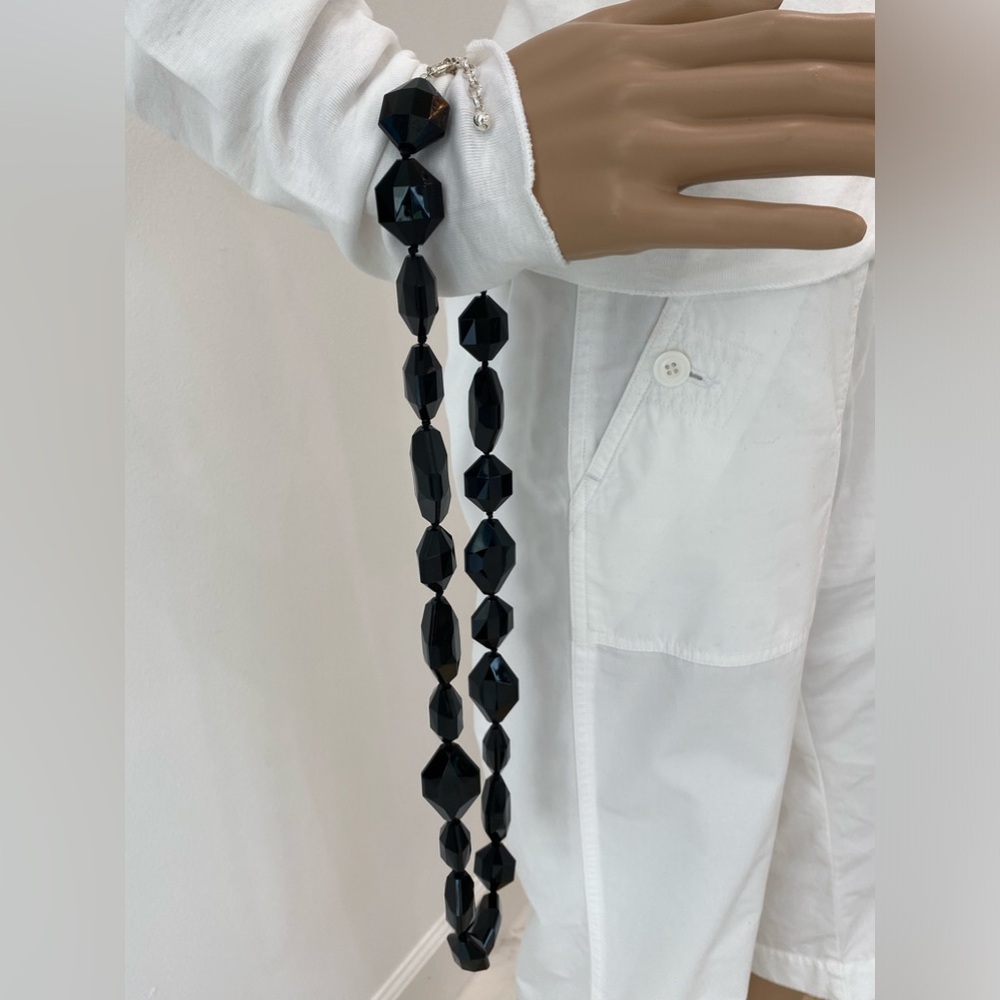 Adjustable Chunky Black-Beaded Statement Necklace - image 7